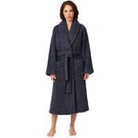 DKNY Women's 122cm Long Sleeve Shawl Collar Robe in Dark Graphite Frosted Sherpa in Dark Grey | Size: Medium