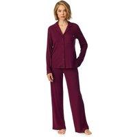 DKNY Women's Long Sleeve Notch Top & Pant Sleep Set in Maroon Banner Burgundy | Size: Medium