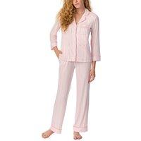 Kate Spade New York Women's 3/4 Sleeve Long PJ Set in Modal Jersey with Pink Stripes in Light Pink | Size: Medium