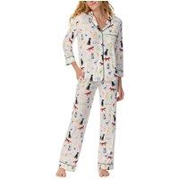 Kate Spade New York Women's 3/4 Sleeve Long PjJ Set in Brushed Jersy with Animal Pattern in Off-White | Size: Medium