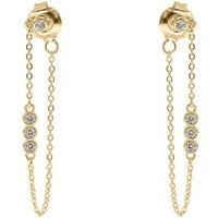Jewelco London Women's 9ct Gold CZ Trilogy Shoulder Duster Chain Drop Earrings