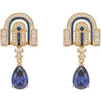 Latelita Women's Savoy Art Deco Drop Earrings Sapphire Gold in Blue