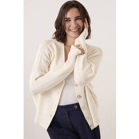 Celtic & Co Women's Slouchy Ribbed V-Neck Cardigan in Cream | Size: XS/S