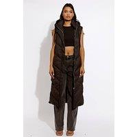 STYLEWISE Women's Padded Turtle Neck - Longline Hooded - Gilet in Black | Size: Medium