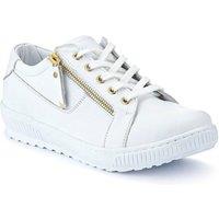 Jones Bootmaker Women's Padova Wide-Fit Leather Trainers in White | Size: 8