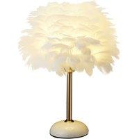 Garden Sanctuary Ceramic Feather Table Lamp with LED Light in White