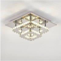 Garden Sanctuary Modern Double-tiers Median-size Crystal LED Ceiling Light in Silver