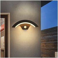 Garden Sanctuary Modern Black LED Curved Induction Wall Light for Outdoor