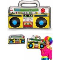 Neel Blue Inflatable Boom Box, Blow Up Radio, Retro Ghetto Blaster Prop