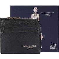 Paul Costelloe Dara Leather Card Holder in Jet Black