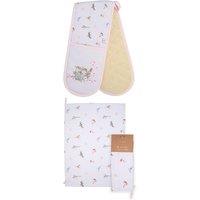 Wrendale Designs Feathered Friends Double Oven Glove (Wren) & Tea Towel