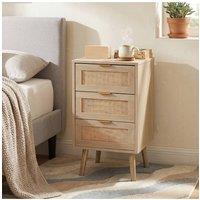 Living and Home Modern Minimalist Style Three-Drawer Bedside Table Nightstand in Natural