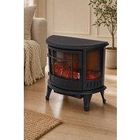 Living and Home 24 Inch Freestanding Electric Fireplace Stove Heater with Log Set, Low Noise in Black