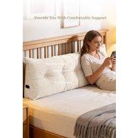 Living and Home Multifunctional Washable Wedge Headboard Pillow with Side Pocket in Beige | Size: Medium