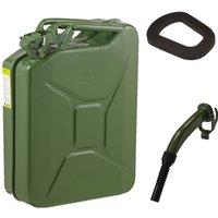 Pegdev 20L Heavy Duty Jerry Can with Metal Spout & Replacement Seal UN Certified in Dark Green
