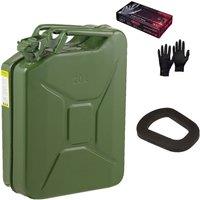Pegdev 20L Heavy Duty Jerry Can with Replacement Seal & Nitrile Gloves UN Certified in Dark Green
