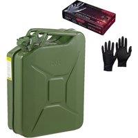Pegdev 20L Heavy Duty Jerry Can with Nitrile Gloves UN Certified Fuel Container in Dark Green
