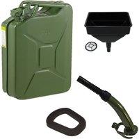 Pegdev 20L Heavy Duty Jerry Can with Funnel Metal Spout & Replacement Seal UN Certified in Dark Green