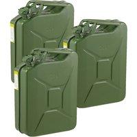 Pegdev 20L Heavy Duty Jerry Cans UN Certified Portable Fuel Container Pack of 3 in Dark Green