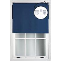 Furnished Navy Blue Blackout Roller Blinds with Metal Fittings - Trimmable Window Shade | Size: 175 cm width x 210 cm drop