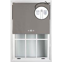 Furnished Dark Grey Blackout Roller Blind with Triple Diamond Eyelets & Metal Fittings | Size: 215 cm width x 210 cm drop