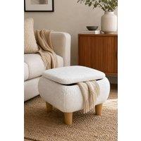 ExtraStar Modern Square Storage Ottoman Bench with Hidden Storage in White