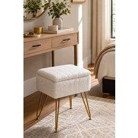 ExtraStar Modern Velvet Storage Ottoman Vanity Stool in White