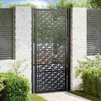 Berkfield Home Garden Gate Black 105x205 cm Steel Cross Design