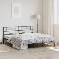 Berkfield Home Metal Bed Frame with Headboard Black 193x203 cm