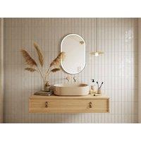 Vente-unique Oval Illuminated Anti-Mist Bathroom Mirror With Black Surround - 60 X