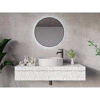 Vente-unique Round Illuminated Anti-Mist Bathroom Mirror With Black Surround - D60