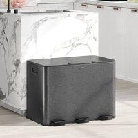 STILVORA Triple Pedal Bin 3 x 20L Soft Close Black