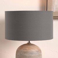 Ruma Grey Cylinder Poly Cotton Lampshade For Table Lamps | Size: 18 inches