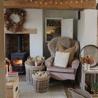 Ivyline Wicker Log Basket Round Lined S/2 H45/D50, H35/D35cm | Premium Quality | Multi Purpose Use in Natural