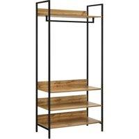 Timber Art Design 4 Tier Zahra Bedroom Double Open Wardrobe Furniture Storage Cupboard in Light Brown