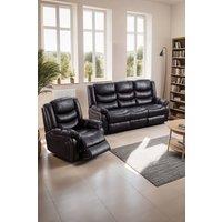 More4Homes Seattle Manual Recliner Bonded Leather 1+3 Seater Sofa Set in Brown
