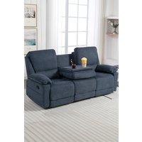 More4Homes Sydney 3 Seater Fabric Manual Recliner Sofa with Drinks Console in Blue