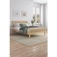 SlumberWorx Pitlochry Solid Wooden Oak Shaker Style Bed Frame in Light Oak | Size: King