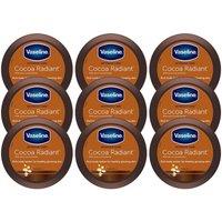 Vaseline Cocoa Radiant Moisture Rich Body Butter 250ml Intense Hydration, 9 Pack in White