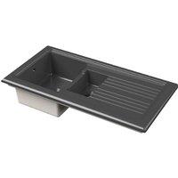 Balterley Fireclay 1.5 Bowl Kitchen Sink Grooved Drainer Dark Grey 1010mm