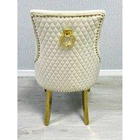 HOME LUXE INTERIOR Set Of 2 Beige Majestic Dining Chairs With Gold Legs | Size: 1 Seater