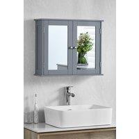 Home Discount Bath Vida Priano 2 Door Mirrored Wall Mounted Cabinet With Shelves Bathroom Storage 470 x 570 x 180 mm in Dark Grey