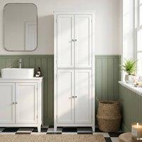 HOMCOM 170 cm Tall Bathroom Storage Cabinet with Adjustable Shelves in White