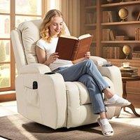 HOMCOM Massage Recliner Chair with 8 Vibration & Heat in Cream