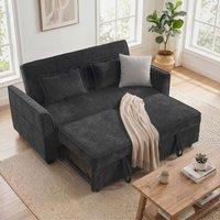 HOMCOM 2 Seater Sofa Bed, 4-in-1 Convertible Pull Out Sleeper Sofa, Black
