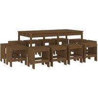 Berkfield Home 13 Piece Garden Dining Set Honey Brown Solid Wood Pine