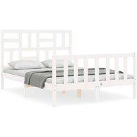 Berkfield Home Bed Frame with Headboard White 120x200 cm Solid Wood