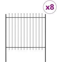 Berkfield Home Garden Fence with Spear Top in Grey, 13.6 x 1.5 m, Made of Steel in Grey