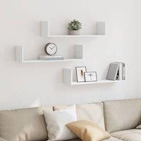 Berkfield Home Wall Shelves 3 pcs White 80x18x18 cm Engineered Wood | Size: 80 x 18 x 18 cm
