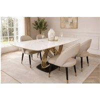 Stratus Interiors Orion Gold Dining Table with Polar White Sintered Stone Top | Size: 180 cm x 90 cm